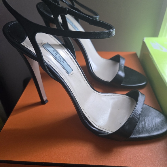 Prada Black Strappy Heels for Women - Picture 1 of 9